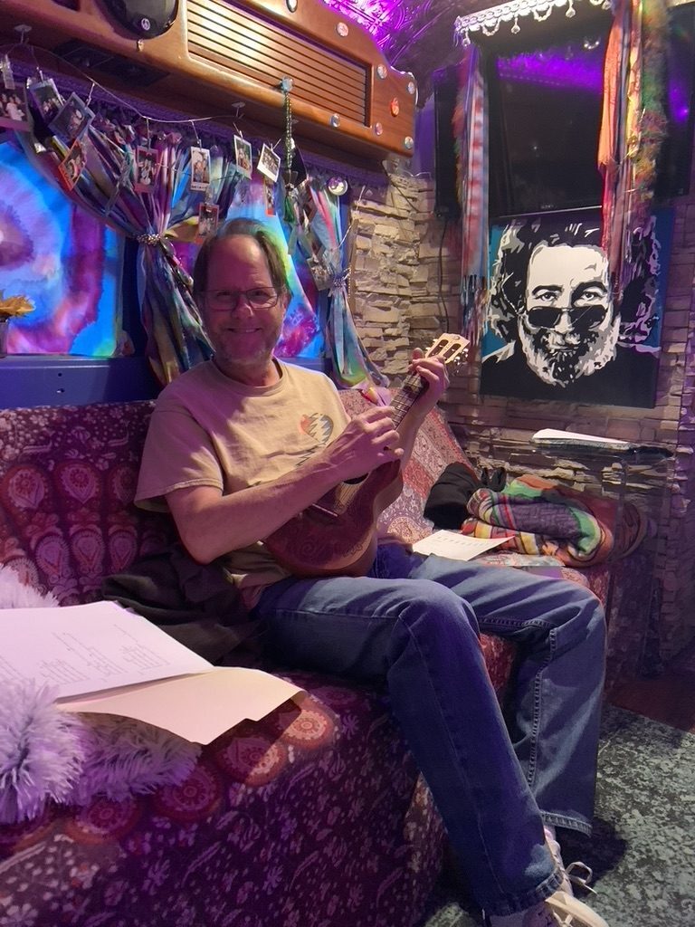 Inside SUGAREE: a tin ceiling, a Jerry Garcia portrait, and a moment with a ukulele on the couch