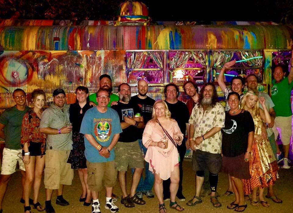 Some of our Jamily posing at night in front of SUGAREE at Deep Ellum Art Company